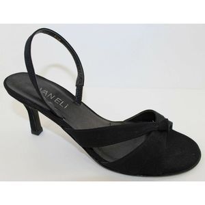 Van Eli Laban Womens Black Open Toe Slingbacks Heels Evening Shoes Sz 6.5 Narrow